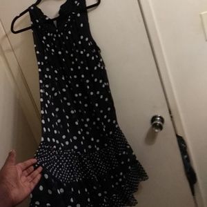 Petite sleeveless polka dot dress